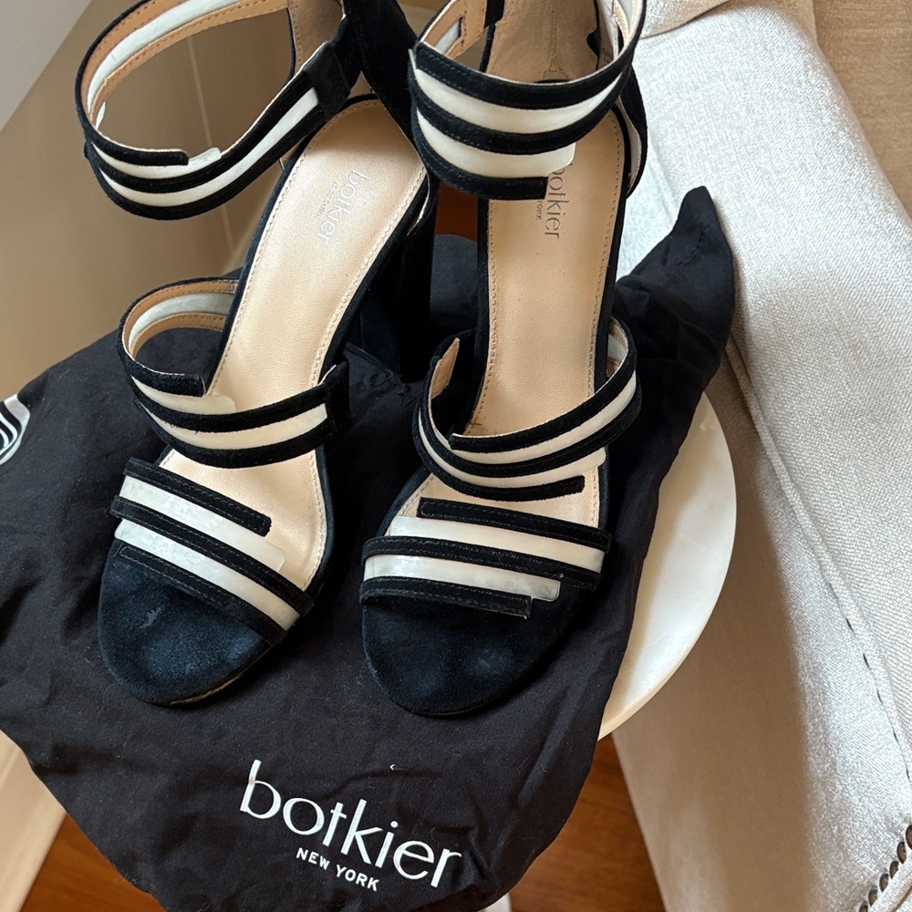 Botkier Strappy Black and Cream Heels